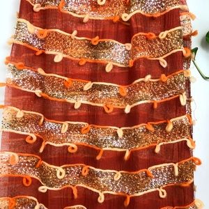 Orange Multicolor Boho Knit Scarf